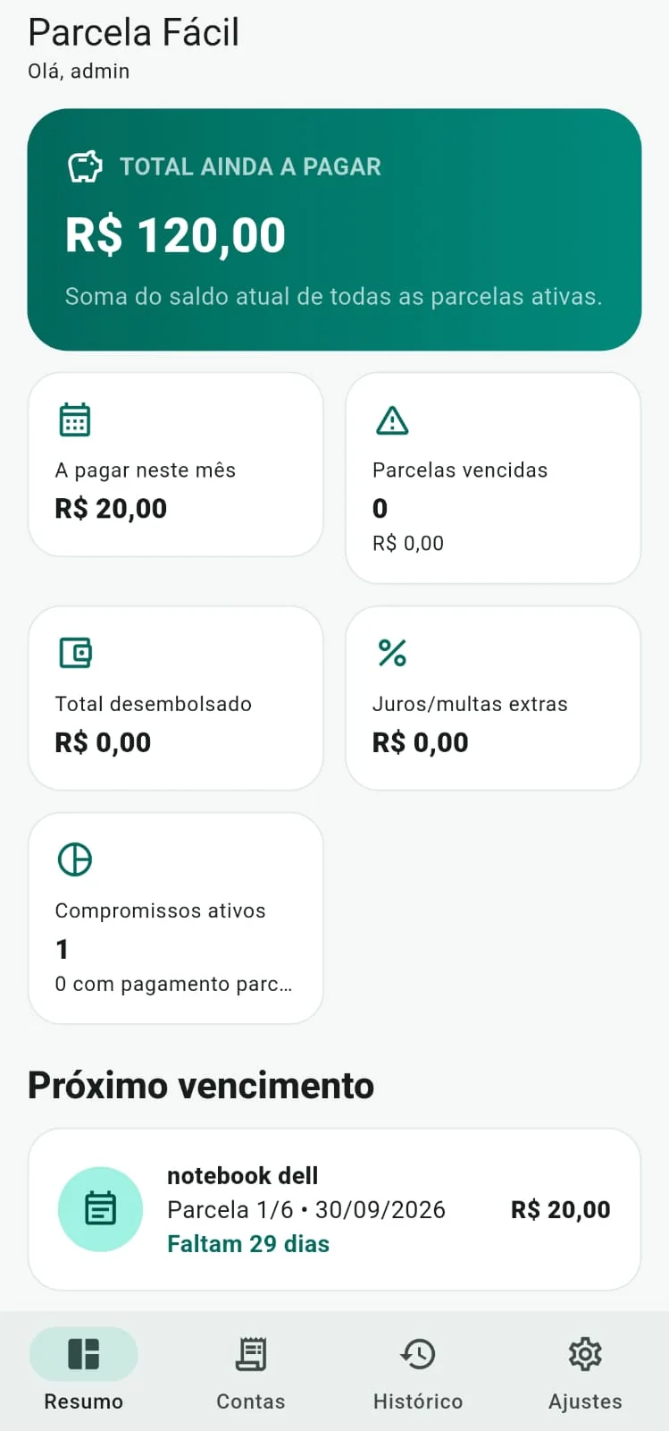 Aplicativo Parcela Fácil para emissão de carnês e crediário próprio para clientes